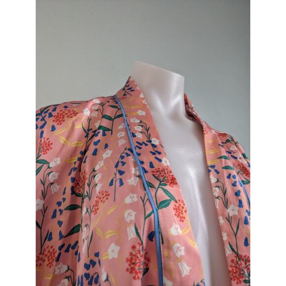 New J. Crew Size XXL Drapey Robe Pink Meadow Print Open Front Long Sleeves - Picture 5 of 7